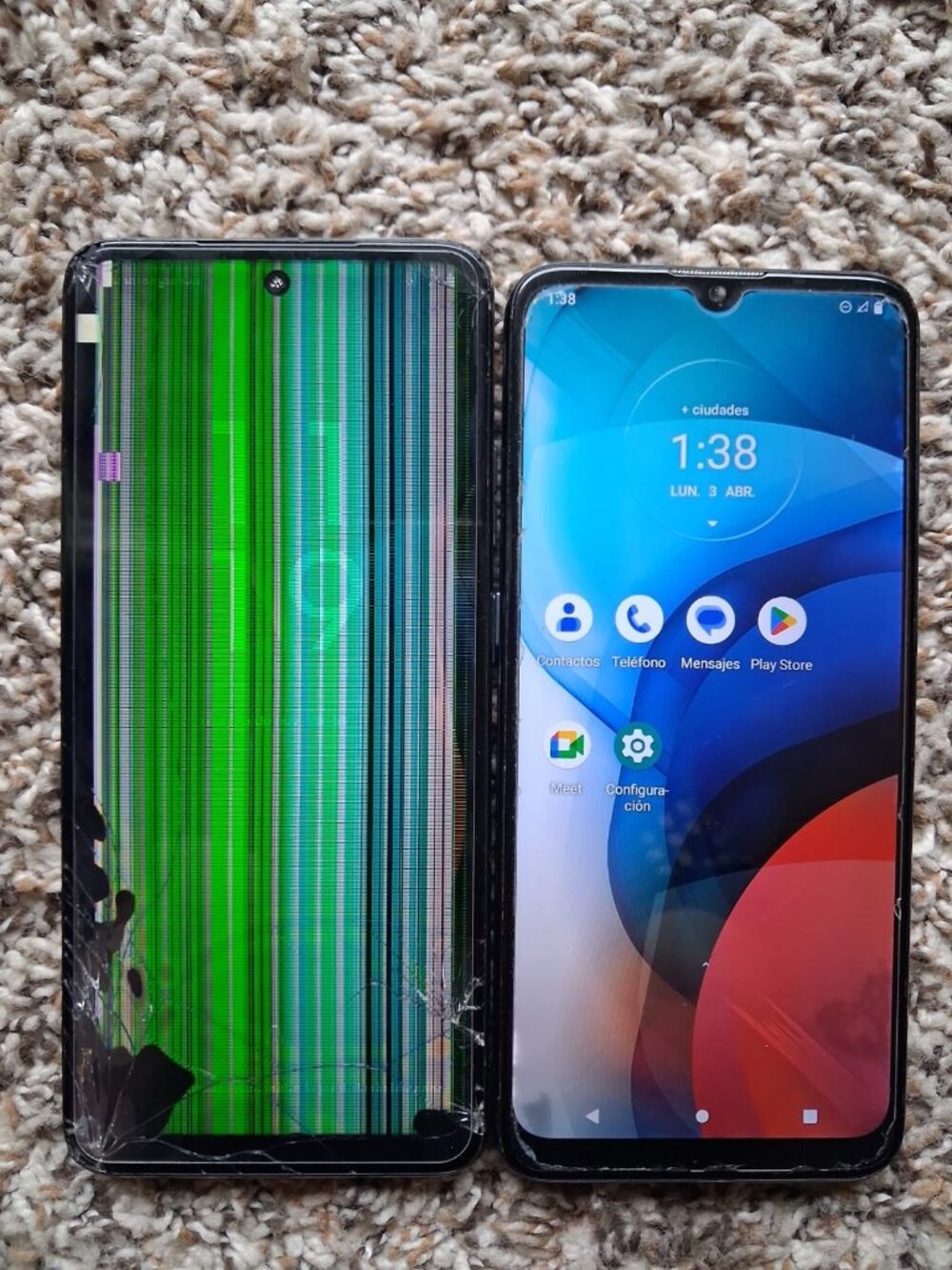 Lot of 2 Motorola Smartphones for Parts or Repair – Cracked Screens – One Powers